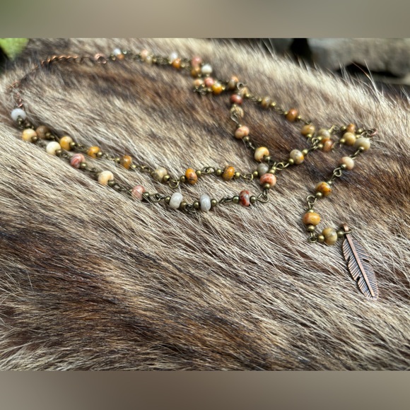 Double stranded Jasper multicolored wine necklace - Picture 3 of 6